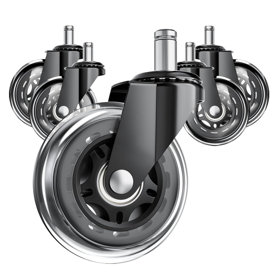 5-Pack Ashgoob 3'' Rollerblade-Style Office Chair Wheels