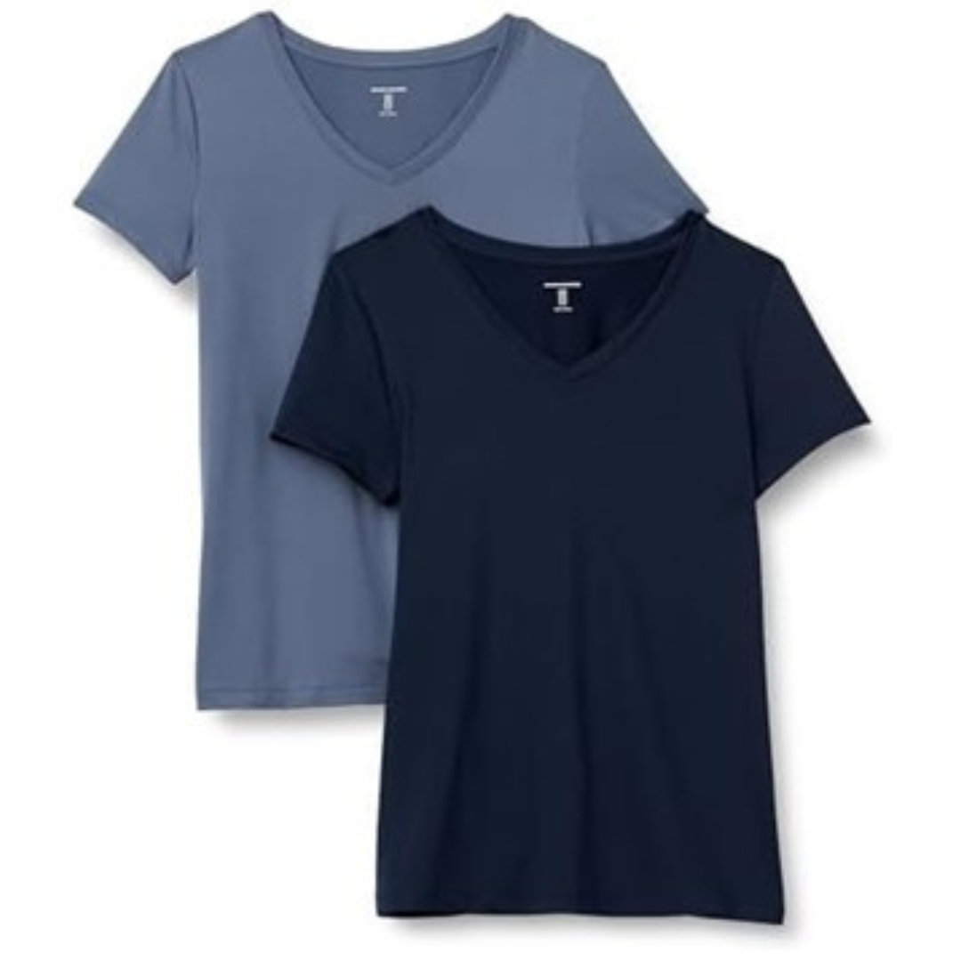 2-Pack Amazon Essentials Women's ShortSleeve VNeck TShirt