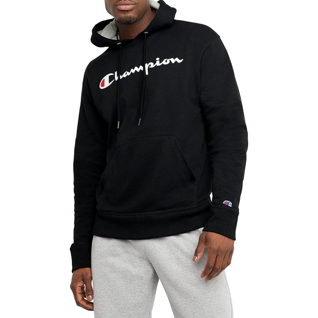Champion Men's Pullover Script Logo Fleece Hoodie