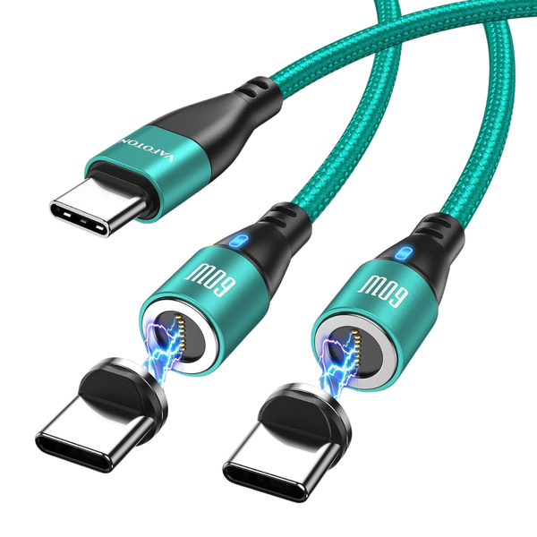 2-Pack 3.3ft/6.6ft 9Pin PD 60W Magnetic Charging Cables (2 Colors)