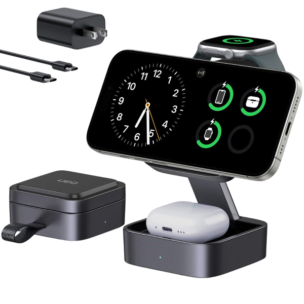 3-In-1 Foldable MagSafe Wireless Charging Station W/ Charger Stand
