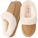 FITORY Women's Suede Slipper With Faux Fur Lining