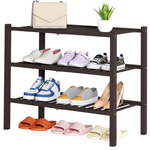 3 Tier Stackable Free Standing Wooden Shoe Organizer (Brown )
