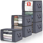 6-Pack Foldable Thick Fabric Clothes Storage Bags