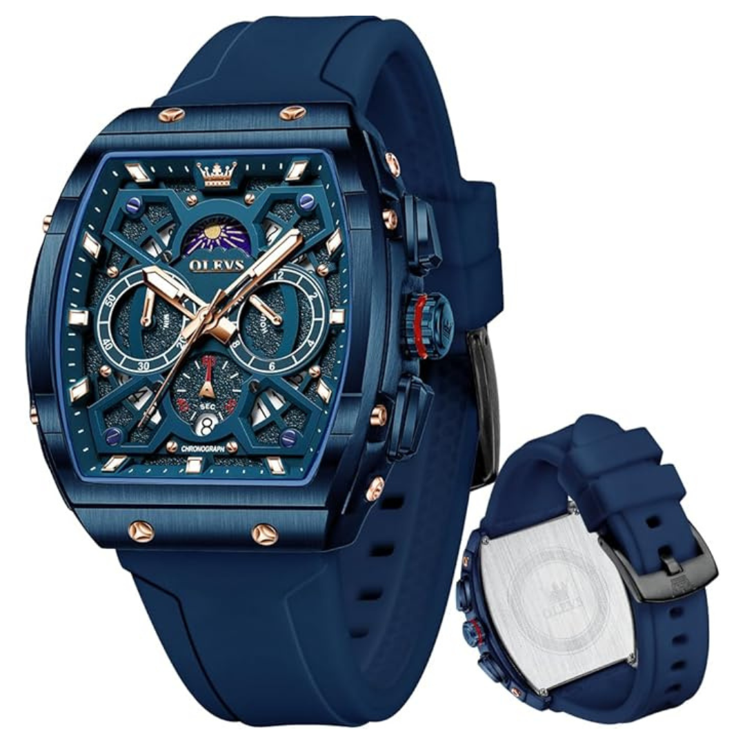 Men's Stylish Chronograph Luminous Silicon Strap Multifunction Watch