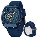 Men's Stylish Chronograph Luminous Silicon Strap Multifunction Watch
