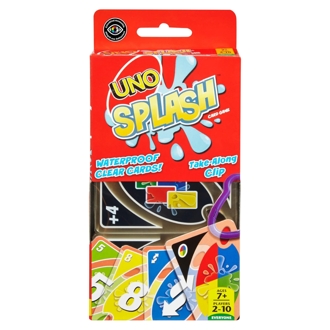 UNO Splash Waterproof Card Game By Mattel With Portable Clip