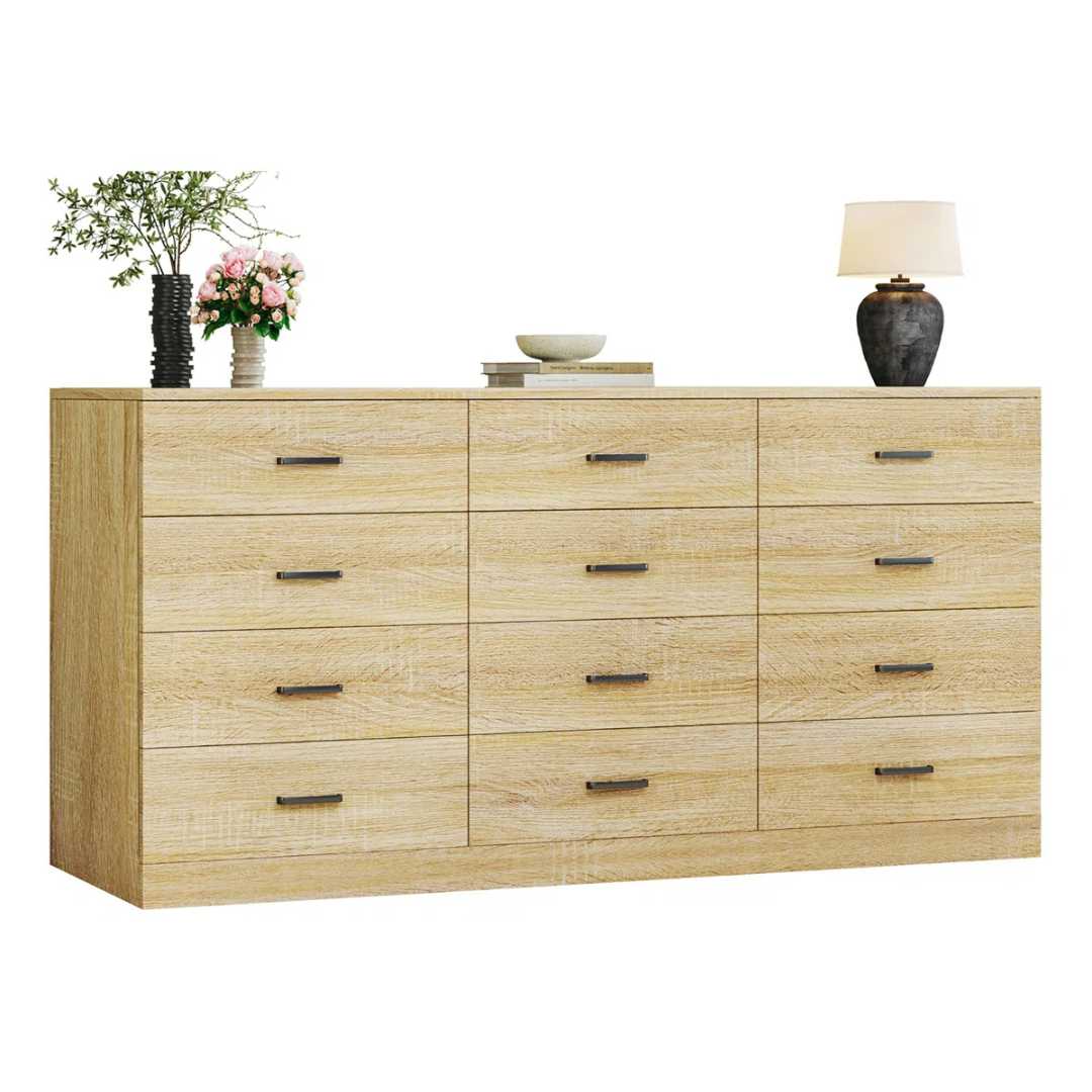 Ebern Designs 12-Drawer Large Dresser 60" Wide Chest Of Drawers