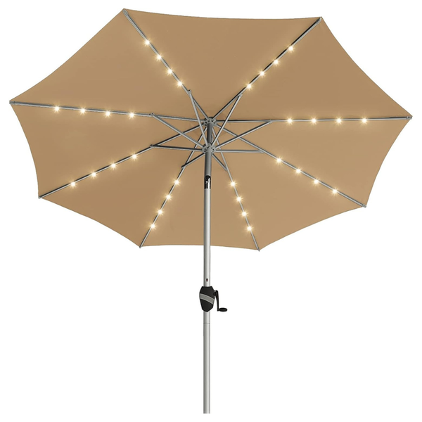 9FT BLUU Patio Umbrella With Solar LED Lights