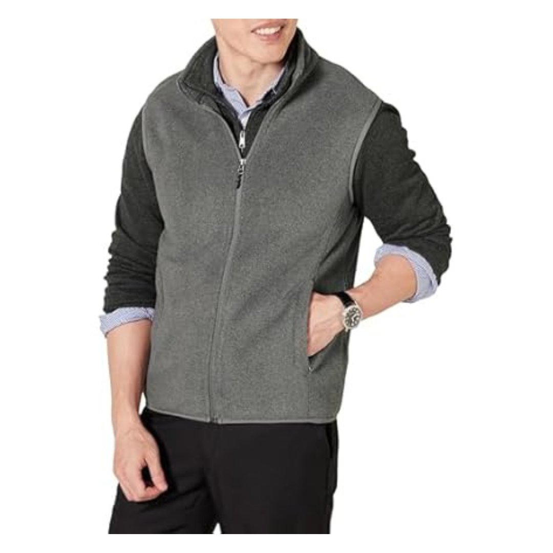 Amazon Essentials Men's Full-Zip Polar Fleece Insulated Vest