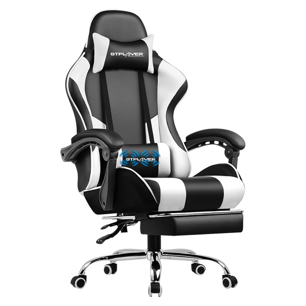 Height Adjustable Gaming Chair With Footrest & Lumbar Support