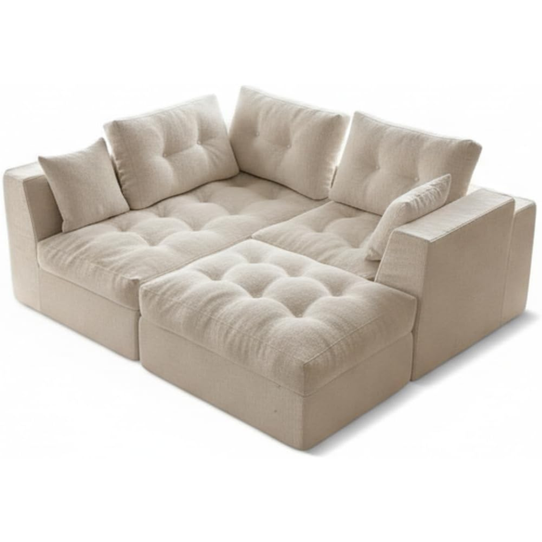 104" L Shaped Modular Sectional Sofa With Ottoman