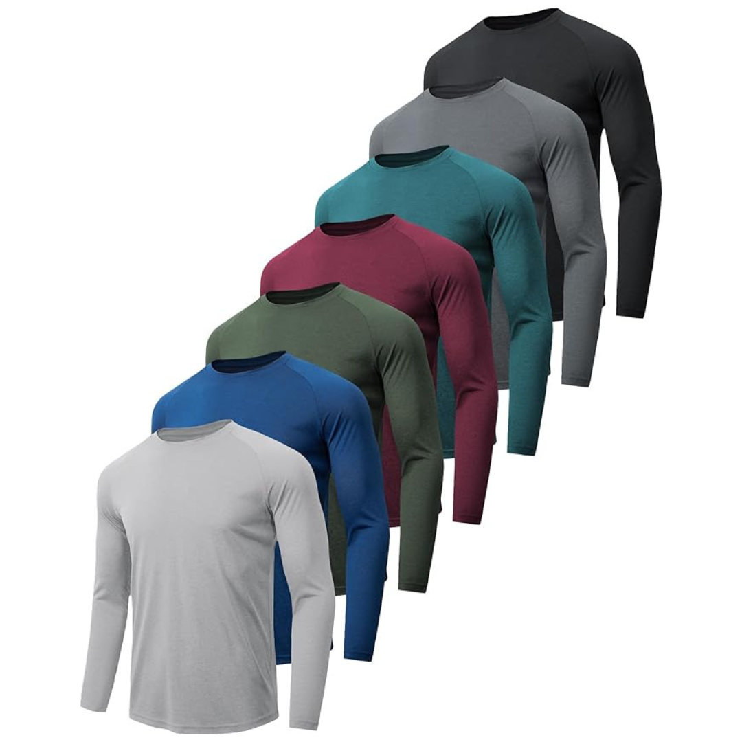7-Pack Men's UPF 50+ UV Sun Protection Quick Dry Moisture Shirts