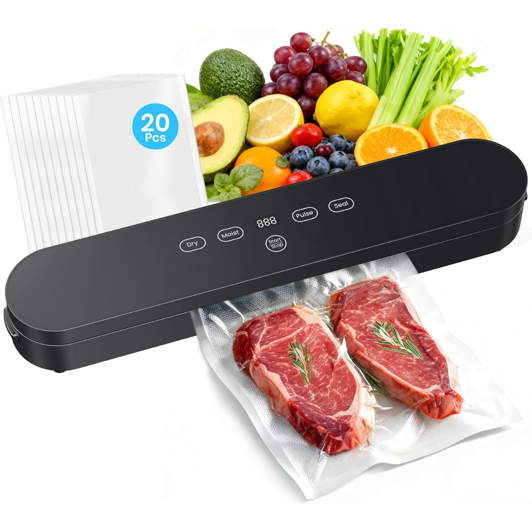 4-in-1 75kPa Vacuum Food Sealer Machine W/ 20-Bags (Seal/Dry/Moist/Pulse)