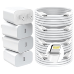 4-Pack 20W PD USB-C Charger Adapter W/ 6Ft Charging Cable