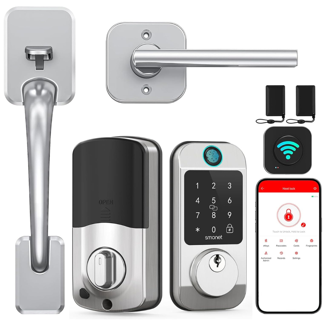 Fingerprint Keyless Entry Smart Door Lock Deadbolt With Handle Set