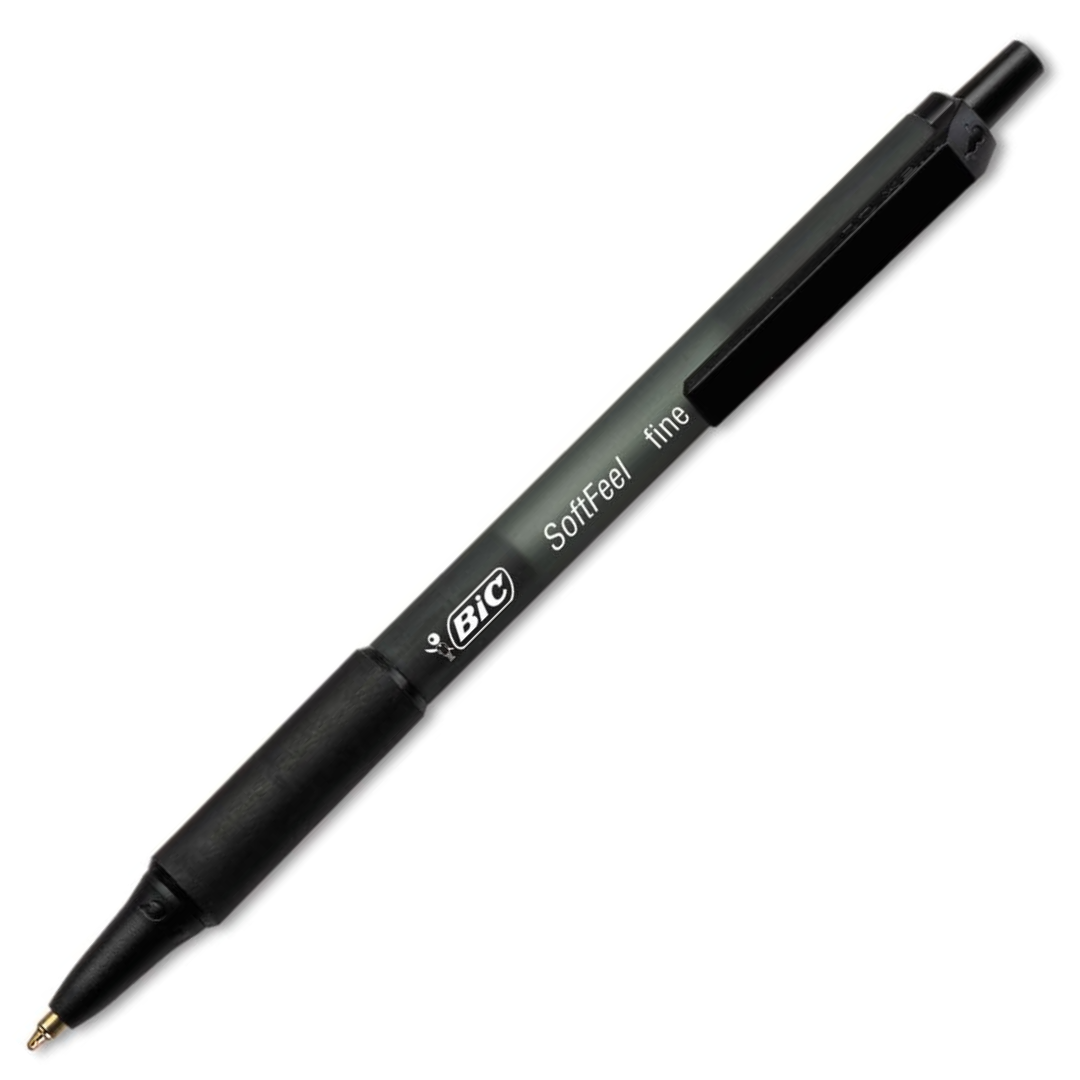 12-Count BIC Soft Feel Retractable Ballpoint Pens (Black)