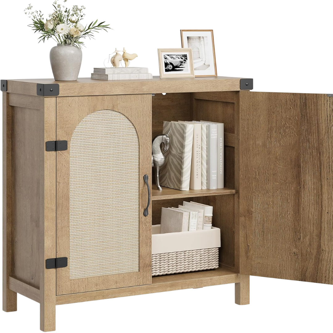GarveeHome Rattan Sideboard Buffet Cabinets With Storage