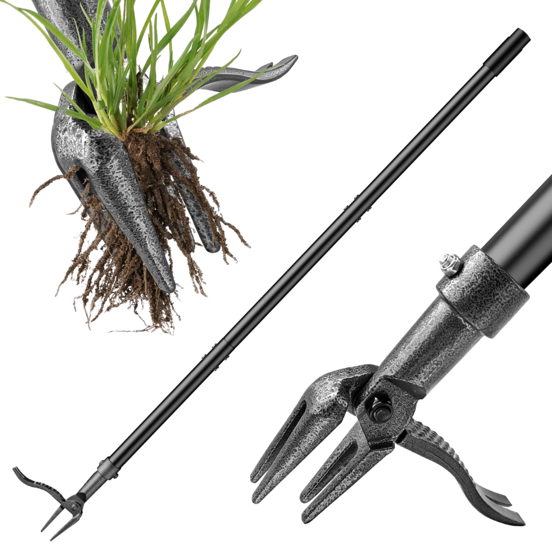 45'' Heavy-Duty Stand-Up All-Metal Weed Puller Tool W/ 4-Claw Steel Head