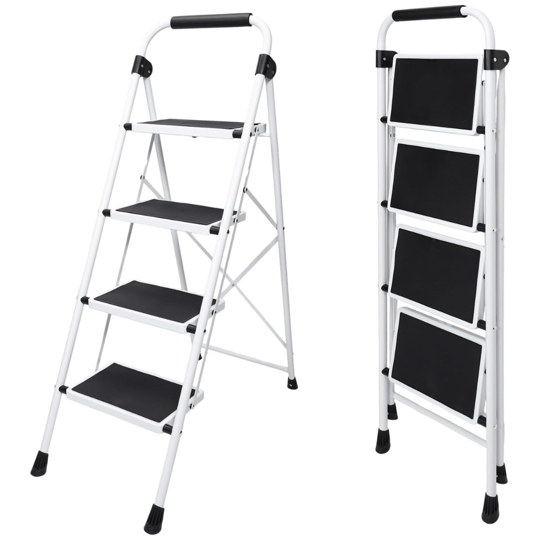 Portable 4-Sturdy Step Ladder W/ Anti-Slip Pedal & Comfortable Handrail (330lbs)