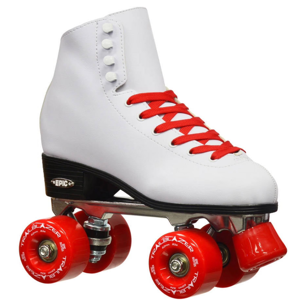 Epic Classic White And Red Quad Roller Skates