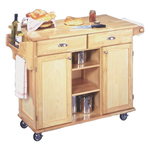 Homestyles General Line Natural Wood Mobile Kitchen Cart