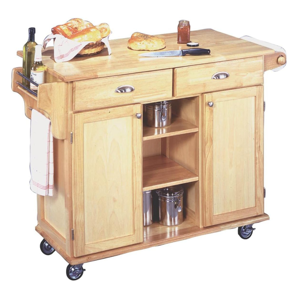 Homestyles General Line Natural Wood Mobile Kitchen Cart