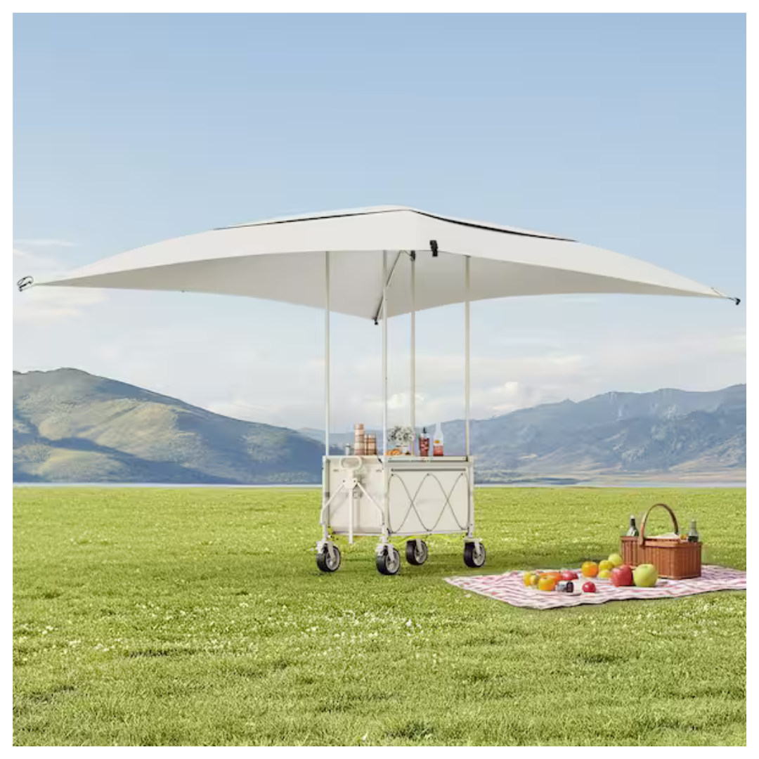Folding 150L Steel Wagon Cart With Oversized Canopy