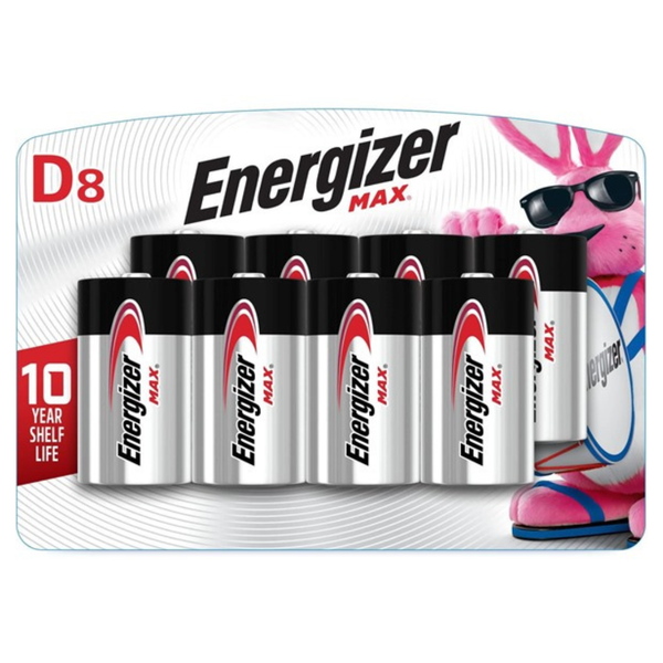 8-Pack Energizer MAX D Cell Alkaline Batteries