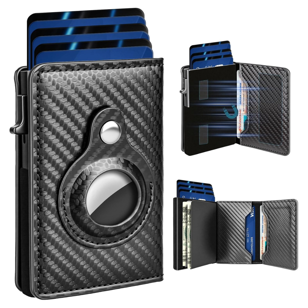 Men's Smart RFID Blocking Air-Tag Wallets With Pop Up Card Holder