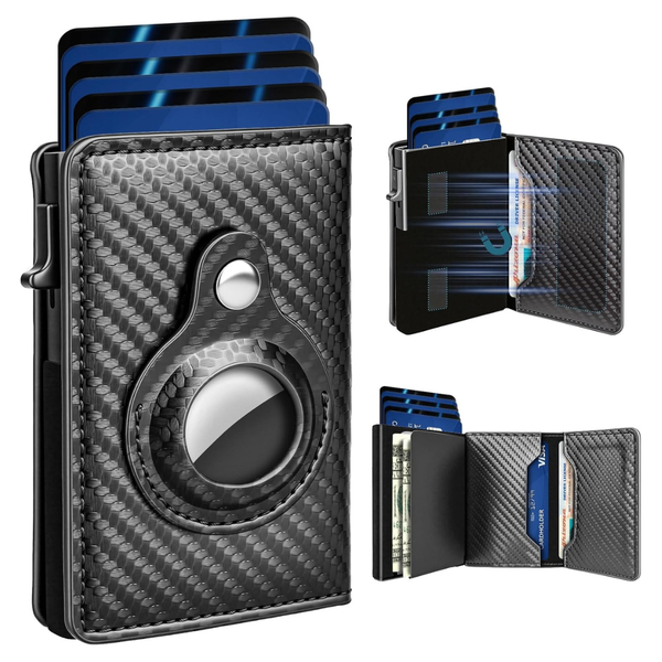 Men's Smart RFID Blocking Air-Tag Wallets With Pop Up Card Holder