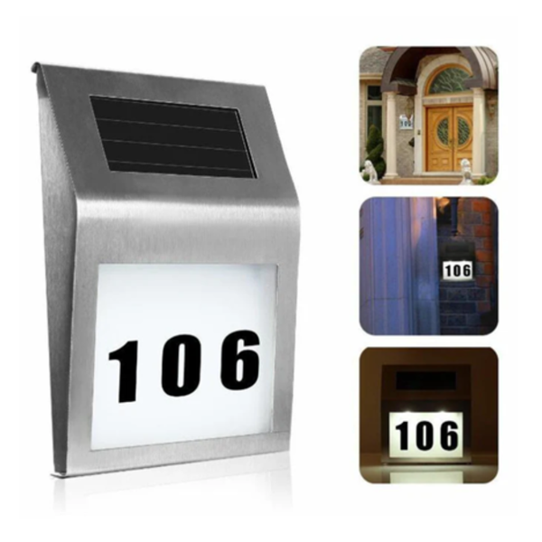 Solar LED Address Sign House Number Light With White LEDs