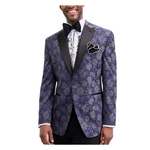 Tayion Collection Men's Classic-Fit Gray & Purple Floral Jacquard Dinner Jacket