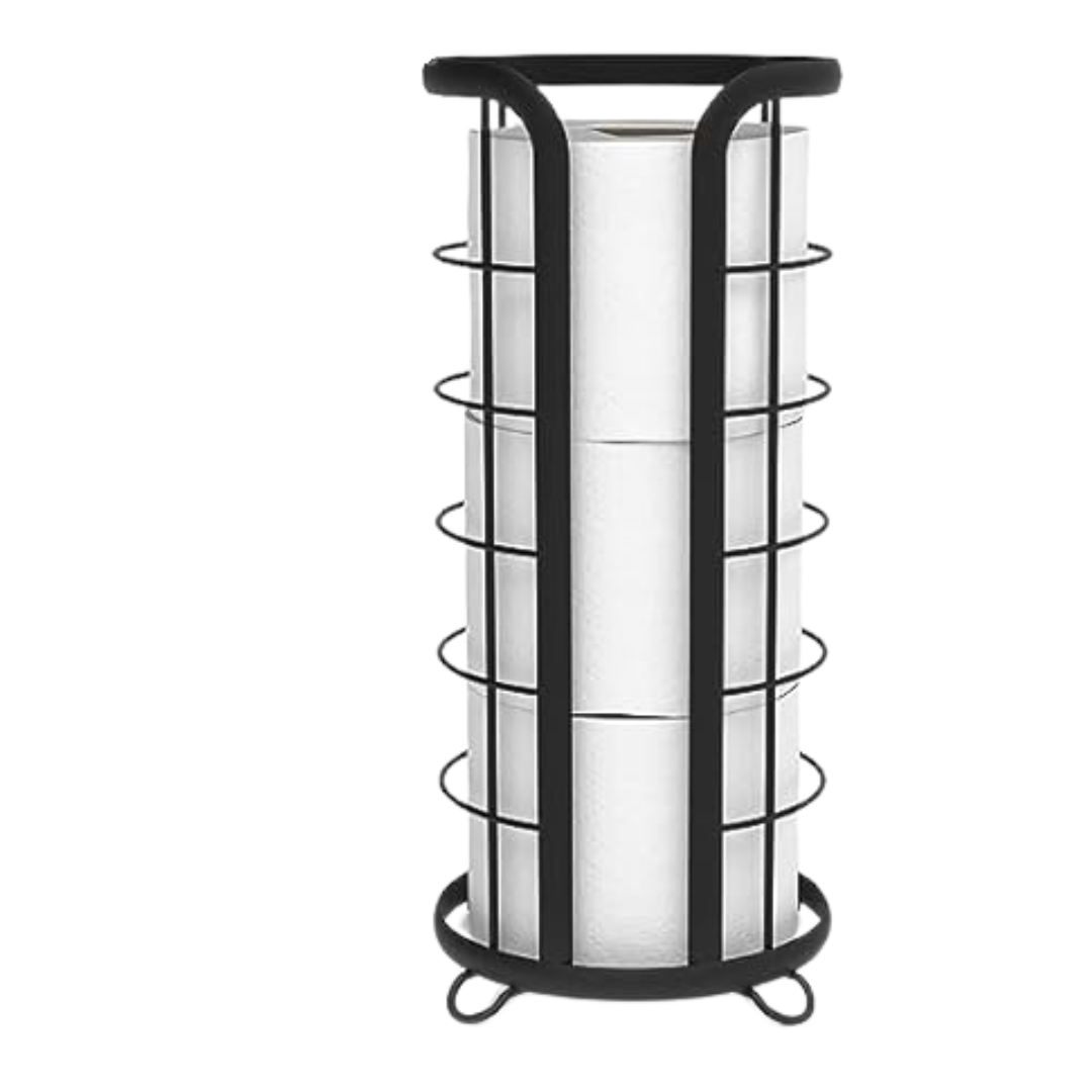 Free Standing Durable Metal Toilet Paper Stand With Storage