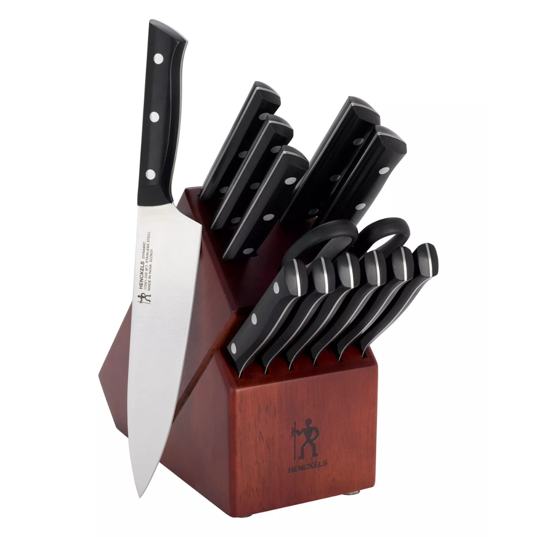 14-Piece J.A. Henckels Dynamic Stainless Steel Knife Block Set