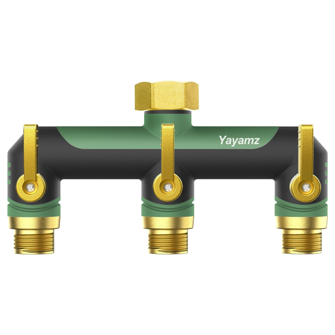 3-Way 3/4" High-Flow Garden Hose Faucet Splitter