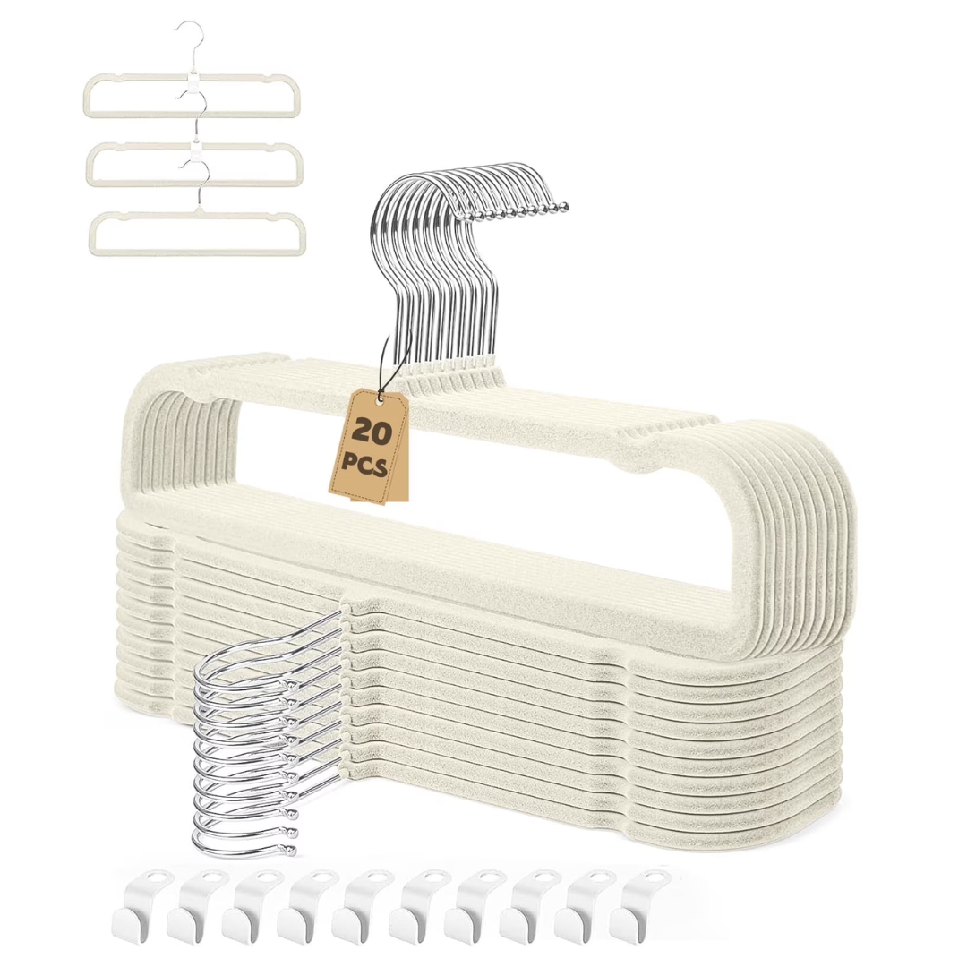20-Pack 13.8" Thin Space Saving Pant Hangers
