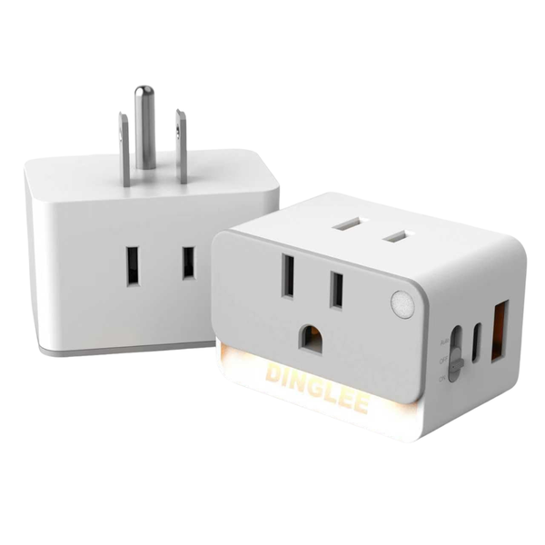 2-Pack 2 AC Wall Multi Plug With 2 USB Ports
