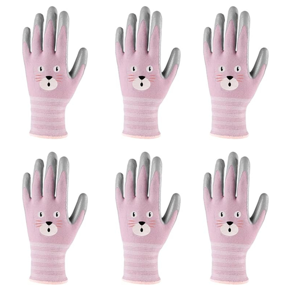 6-Count Kids Seamless Knitted Nylon Gardening Gloves