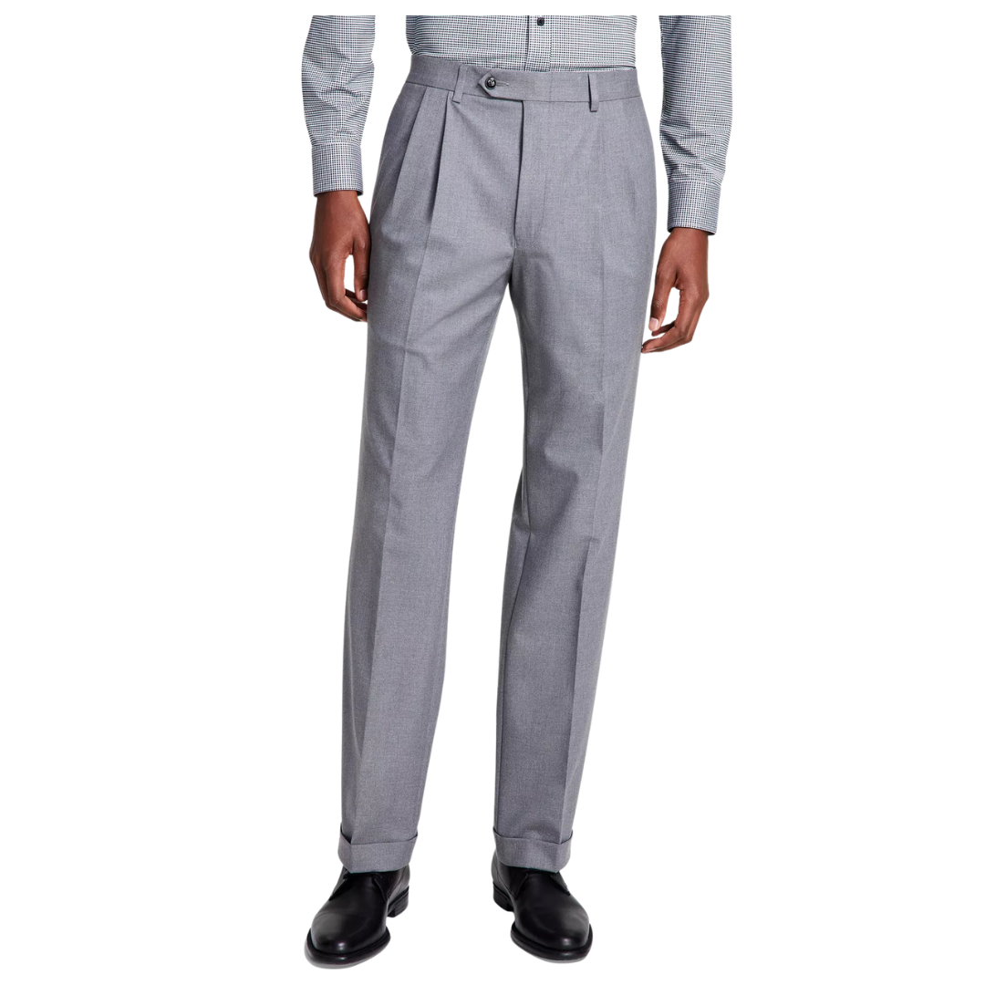 Michael Kors Men's Pleated Solid Classic Fit Pants