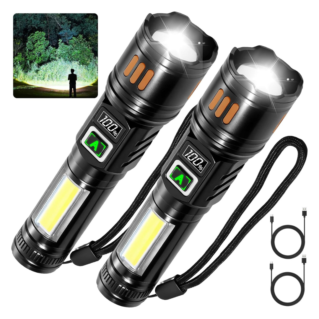 2-Pack AYL Rechargeable Super Bright High Lumens Flashlights