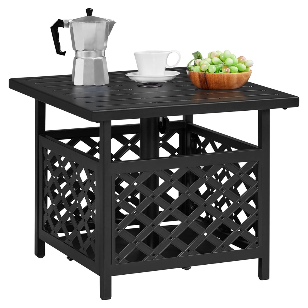 Yaheetech Outdoor Side Table With Umbrella Hole