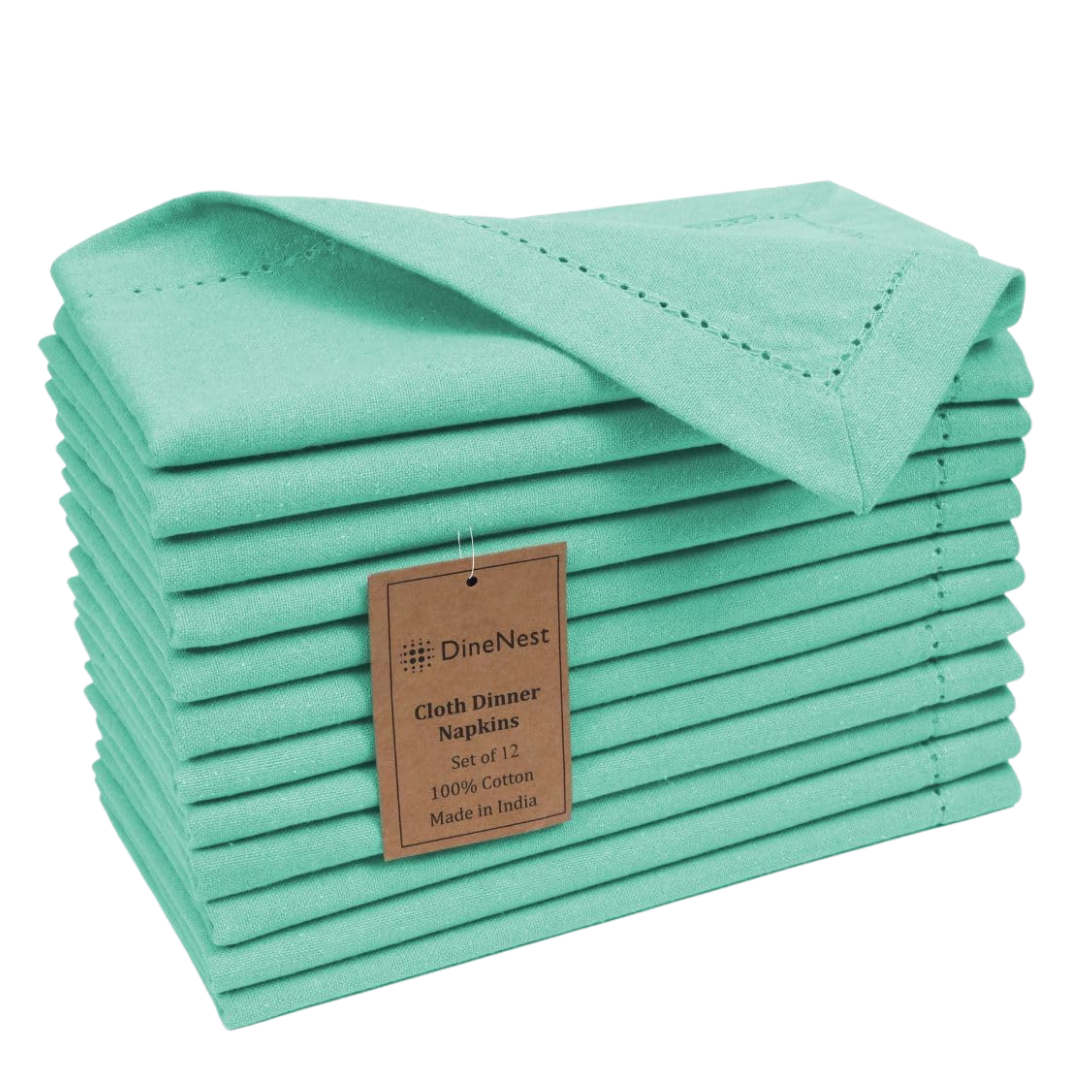 12-Pack 18" X 18" Hemstitch Soft Dinner Cotton Napkins Set