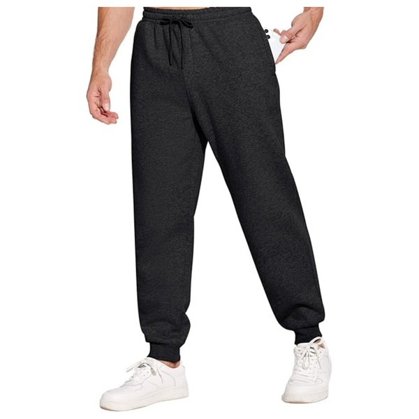 Men's Fleece-Lined Athletic Joggers With Zipper Pockets