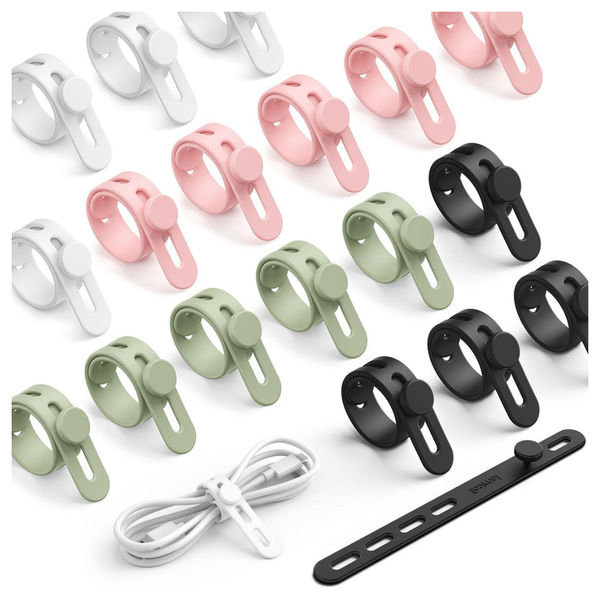 20-Pack Lamicall Reusable Silicone Cord Organizer Cable Ties