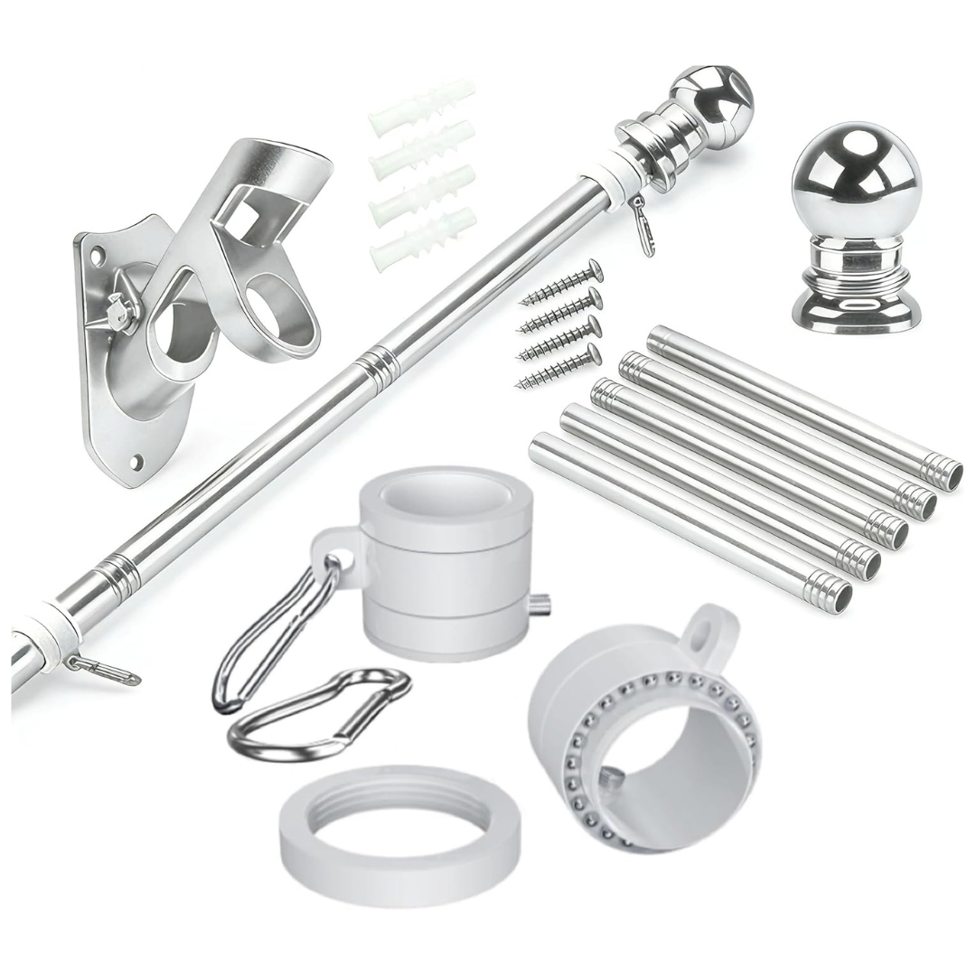5 FT Flag Pole Kit For Outside House With 2-Position Holder