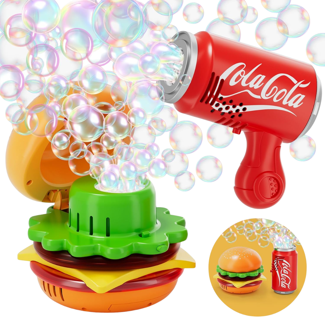 Burger & Cola Bubble Machine Combo With Bubble Gun