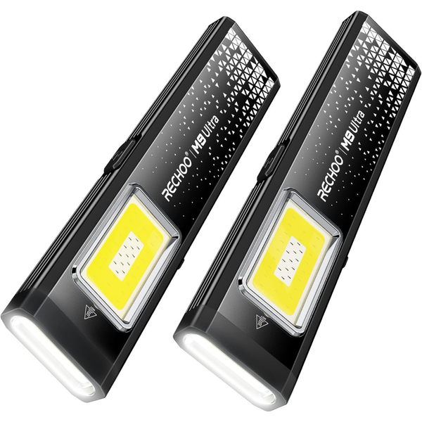 2-Pack Rechoo 3-in-1 Magnetic Rechargeable EDC Flashlight With Clip