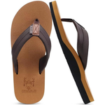 Men's Yoga Mat Leather Flip Flops with Arch Support