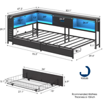 Metal Twin Platform Bed Frame with Drawers